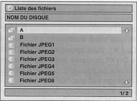 Liste des fichiers NOM DU DISQUE A B Fichier JPEG1 Fichier JPEG2 Fichier JPEG3 Fichier JPEG4 Fichier JPEG5 Fichier JPEG6 1/2
