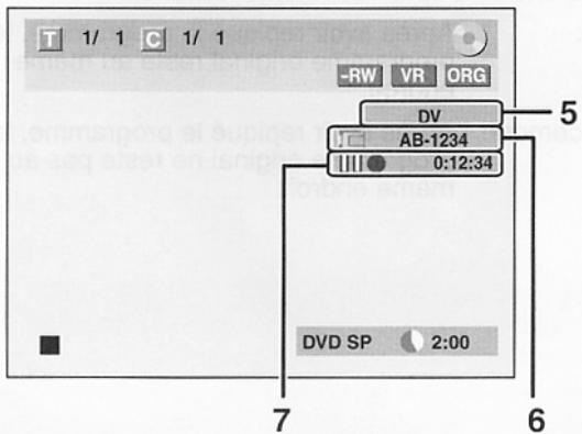 T 1/ 1 C 1/ 1 -RW VR ORG DV AB-1234 0:12:34 DVD SP 2:00 7 6
