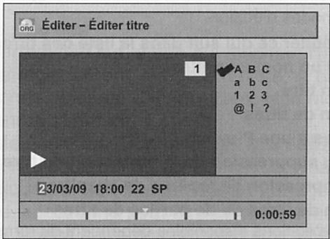Éditer - Éditer titre 1 A B C a b c 1 2 3 @ ! ? 23/03/09 18:00 22 SP 0:00:59