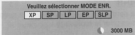 Veuillez sélectionner MODE ENR. XP SP LP EP SLP 3000 MB