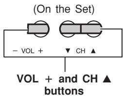 (On the Set) - VOL + ▼ CH ▲ VOL + and CH ▲ buttons