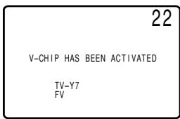 22 V-CHIP HAS BEEN ACTIVATED TV-Y7 FV