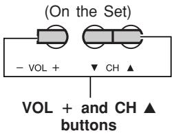 (On the Set) - VOL + ▼ CH ▲ VOL + and CH ▲ buttons