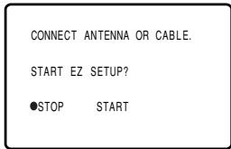 CONNECT ANTENNA OR CABLE. START EZ SETUP? ●STOP START