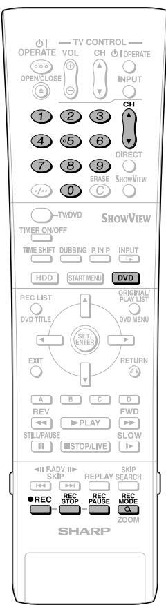 SHARP DV-HR300S/350S - Appuyez sur DVD pour selectionner le mode DVD. - 1