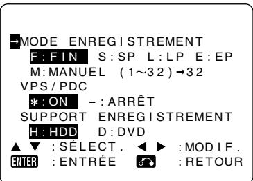 SHARP DV-HR300S/350S - Appuyez sur  pour selectionner "MODE ENREGISTREMENT", puis utilisez / pour selectionner le mode d'enregistrement. - 1