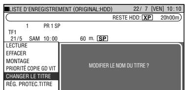 SHARP DV-HR400F - Appuyez sur ▲/▼ pour sélectionner “CHANGER LE TITRE”, puis appuyez sur SET/ENTER. - 1