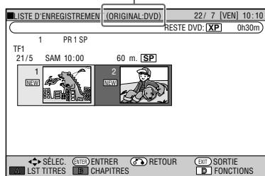 SHARP DV-HR400F - Passage à l'écran LISTEDENREGISTREMENT - 1
