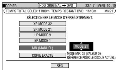 SHARP DV-HR400F - Lorsque le "MN (MANUEL)" est sélectionné: - 1