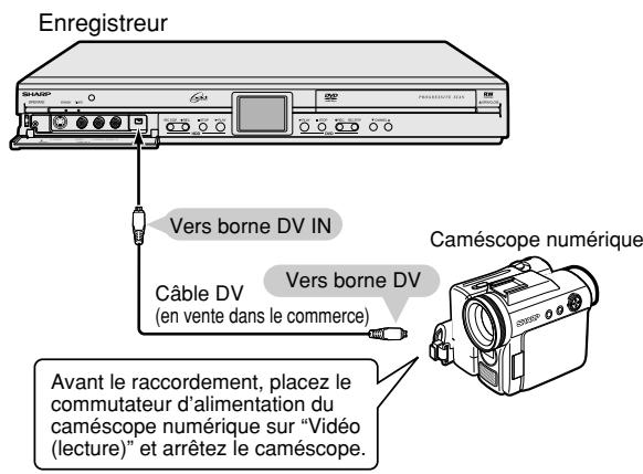 SHARP DV-HR400F - Raccordement d'un caméscope numérique par la borne DV IN (i.LINK) - 1