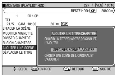 SHARP DV-HR400F - Appuyez sur / pour selectionner "AJOUTER UNE SCENE", puisappuyez sur SET/ENTER. - 1