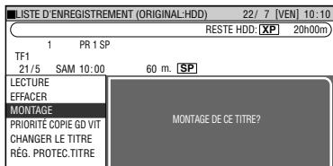 SHARP DV-HR400F - Appuyez sur / pour selectionner "MONTAGE", puis appuyez sur SET/ENTER. - 1