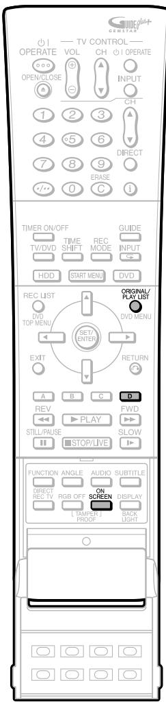 OPERATE OPEN/CLOSE TV CONTROL VOL CH OPATE INPUT CH DIRECT ERASE Timer ON/OFF TIME SHIFT REC MODE GUIDE INPUT HDD START MENU DVD REC LIST DVD TOP MENU SET/ENTER ORIGINAL/ PLAY LIST DVD MENU EXIT RETURN A B C D REV PLAY FWD STILL/PAUSE STOP/LIVE SLOW FUNCTION ANGLE AUDIO SUBTITLE DIRECT REC TV RGB OFF ON SCREEN DISPLAY [ TAMPER ] BACK PROOF LIGHT