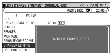 SHARP DV-HR400S/450S/480S - Appuyez sur / pour selectionner "CHANGER LE TITRE", puis appuyez sur SET/ENTER. - 1