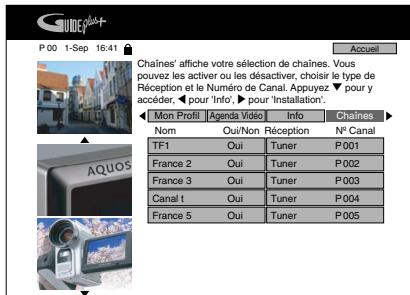 SHARP DV-HR400S/450S/480S - Appuyez sur /  / afin de selectionner l'écran Châines. - 1