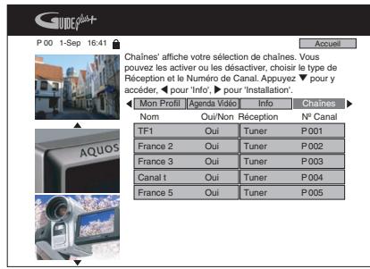 SHARP DV-HR480F - Appuyez sur ▲/▼/ ◀/► afin de sélectionner l'écran Chaînes. - 1