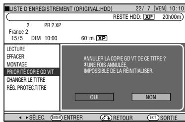 SHARP DV-HR480F - Exemple : annuler la Priorité de Copie à Grande Vitesse - 1