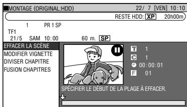 SHARP DV-HR480F - Appuyez sur ▲/▼ pour sélectionner “EFFACER LA SCÈNE”, puis appuyez sur SET/ENTER. - 1