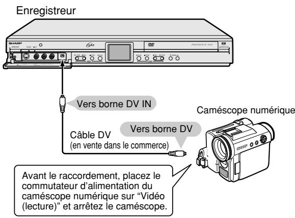 SHARP DV-HR480F - Raccordement d'un caméscope numérique par la borne DV IN (i.LINK) - 1