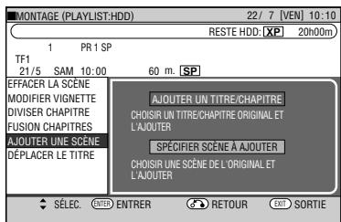 SHARP DV-HR480F - Appuyez sur ▲/▼ pour sélectionner “AJOUTER UNE SCÈNE”, puis appuyez sur SET/ENTER. - 1