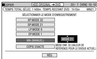 SHARP DV-HR480F - Lorsque le "MN (MANUEL)" est sélectionné: - 1
