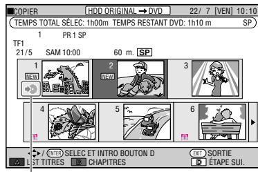 SHARP DV-HR480F - Lorsque la copie s'effectue par unités de chapitre, appuyez sur Rouge (A) (VI-GNETTE), puis sur Vert (B) (CHAPITRES). Vous pouvez uniquement sélectionner les chapitres avec un seul titre. - 1