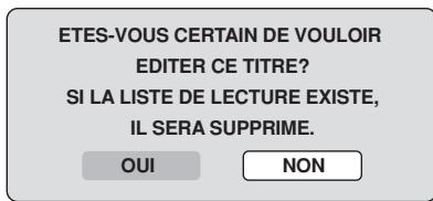 ETES-VOUS CERTAIN DE VOULOIR EDITER CE TITRE? SI LA LISTE DE LECTURE EXISTE, IL SERA SUPPRIME. OUI NON