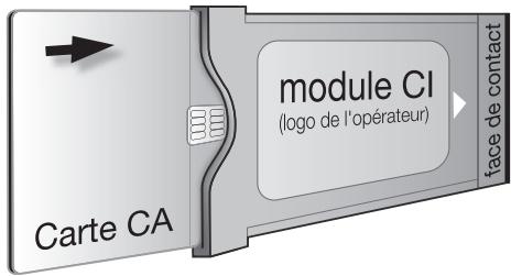 SHARP LC-32/42/46DH77E/S - Insertion de la carte CA dans le module CI - 1