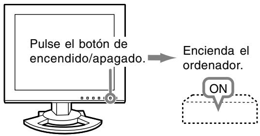 Pulse el botón de encendido/apagado. Encienda el ordenador. ON