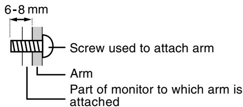 6-8 mm Screw used to attach arm Arm Part of monitor to which arm is attached