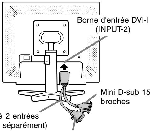 Borne d'entrée DVI-I (INPUT-2) Mini D-sub 15 broches a 2 entrées séparément)