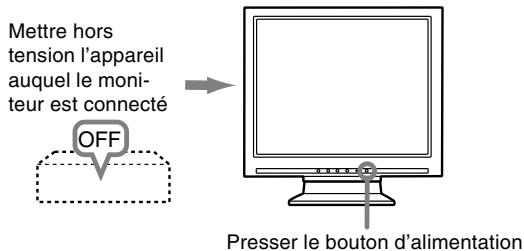 Mettre hors tension l'appareil auquel le moniteur est connecté OFF Presser le bouton d'alimentation