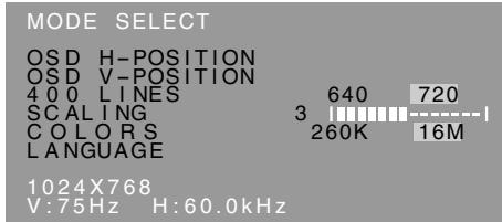 SHARP LL-T15G1/E15G1 - Menú MODE SELECT - 1