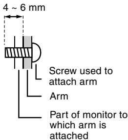 4 ~ 6 mm Screw used to attach arm Arm Part of monitor to which arm is attached