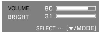VOLUME 80 BRIGHT 31 SELECT ... [▼/MODE]