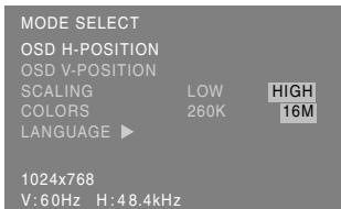 SHARP LL-T15S3 - Menu MODE SELECT - 1