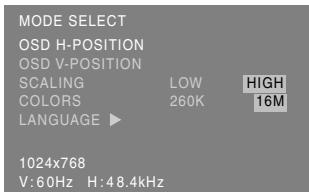 SHARP LL-T15S3 - Menu MODE SELECT - 1