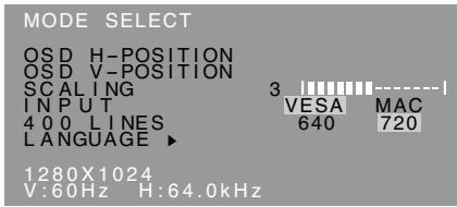 SHARP LL-T17A3 - Menu MODE SELECT (SELECTION DU MODE) - 1