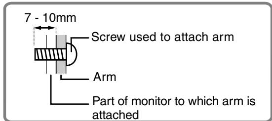 7 - 10mm Screw used to attach arm Arm Part of monitor to which arm is attached