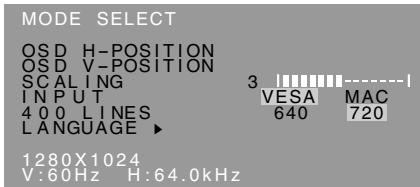 SHARP LL-T17A3 - Menú MODE SELECT - 1