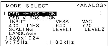 SHARP LL-T1803-H/B - Menü MODE SELECT - 1