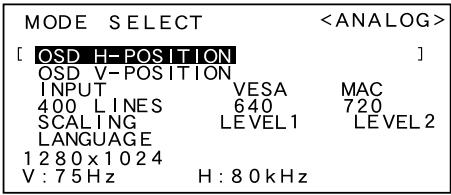 SHARP LL-T1803-H/B - Menú MODE SELECT - 1