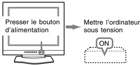 Presser le bouton d'alimentation Mettre l'ordinateur sous tension ON