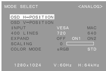 SHARP LL-T1811W - Menu MODE SELECT - 1
