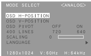 SHARP LL-T1820H/B - Menü MODE SELECT - 1