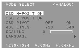 SHARP LL-T1820H/B - Menu MODE SELECT - 1