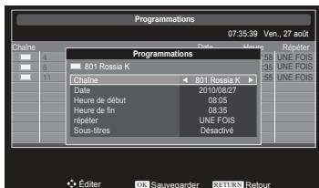 Programmations 07:35:39 Ven., 27 août Chaine 4 6 11 801 Rossia K Chaine Date 2010/08/27 Heure de début 08:05 Heure de fin 08:35 répéter UNE FOIS Sous-titres Déactivé Editor AK Sauvegarder RUNLN Retour Répéter 53 UNE FOIS 55 UNE FOIS