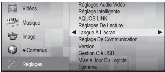 SHARP BD-HP25S - Modification de la langue de l'affichage à l'écran - 1