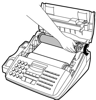 SHARP FO-1460 - Si vous remplacez le ruban thermique, ôtez l'ancien ruban du compartiment d'impression et enlevez les trois (3) pignons verts et la collerette de l'extrémité des bobines. - 7