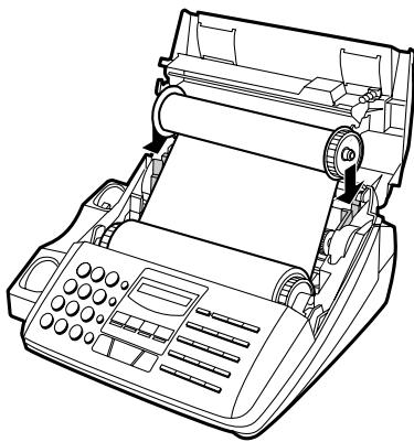 SHARP FO-1460 - Si vous remplacez le ruban thermique, ôtez l'ancien ruban du compartiment d'impression et enlevez les trois (3) pignons verts et la collerette de l'extrémité des bobines. - 6